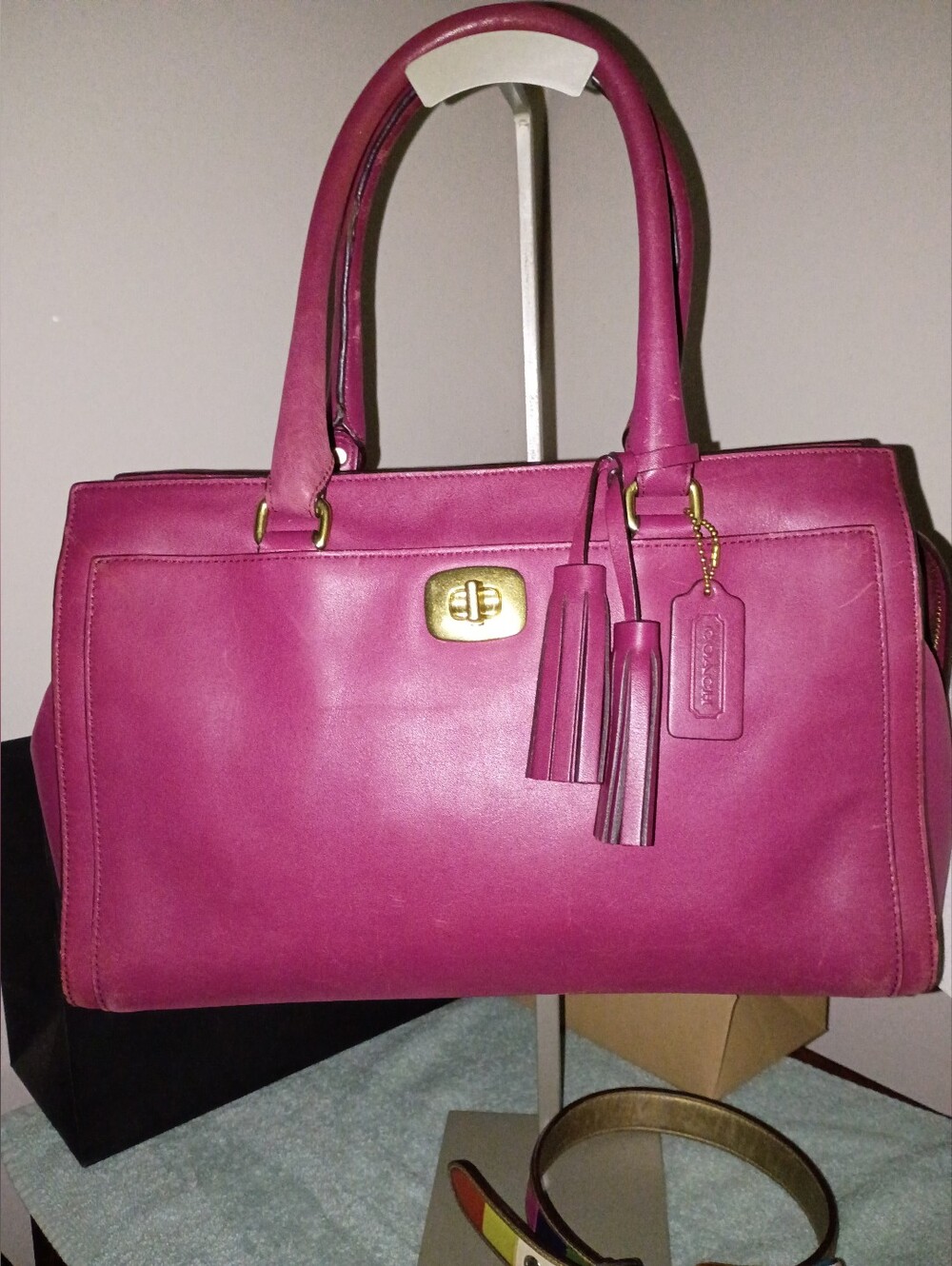 Coach Legacy Chelsea Raspberry Satchel Bag GUC